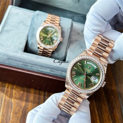 green rolex presidential|18k presidential rolex diamond bezel.